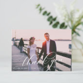 elegante kalligrafie met trouwfoto bedankkaart (Staand voorkant)