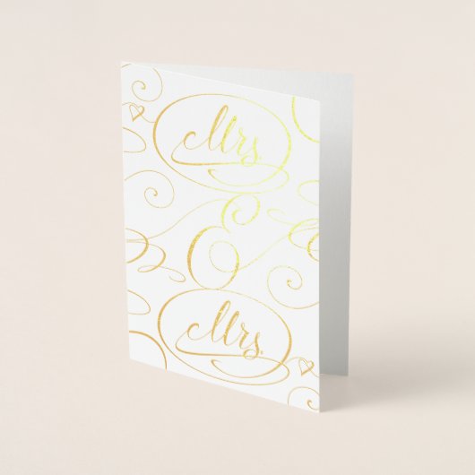 Elegante kalligrafie mevrouw en mevrouw Lesbische Folie Kaarten (Voorkant)