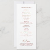 Elegante kalligrafie minimale bruiloft programma (Achterkant)