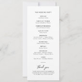 Elegante kalligrafie minimale bruiloft programma (Achterkant)