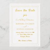 Elegante kalligrafie minimale gouden rand bruiloft folie uitnodiging (Voorkant)