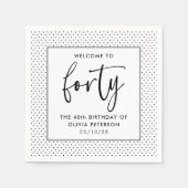 Elegante kalligrafie minimalistisch 40ste verjaard servet (Voorkant)