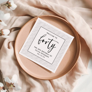 Elegante kalligrafie minimalistisch 40ste verjaard servet