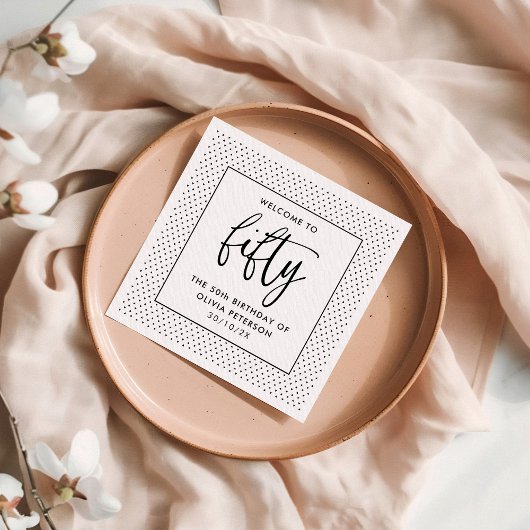 Elegante kalligrafie minimalistisch 50ste verjaard servet