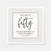 Elegante kalligrafie minimalistisch 50ste verjaard servet (Voorkant)