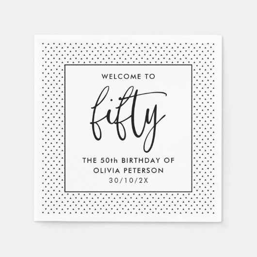 Elegante kalligrafie minimalistisch 50ste verjaard servet (Voorkant)