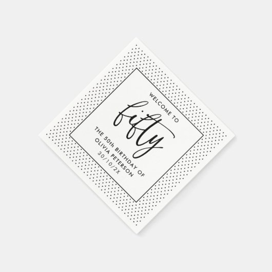 Elegante kalligrafie minimalistisch 50ste verjaard servet (Hoek)