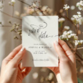 Elegante kalligrafie minimalistisch Save the Date Kaart