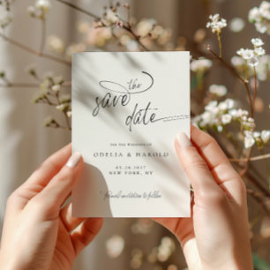 Elegante kalligrafie minimalistisch Save the Date Kaart