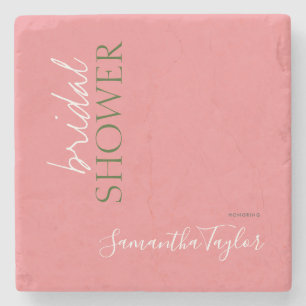 Elegante kalligrafie minimalistische bruidsshower stenen onderzetter