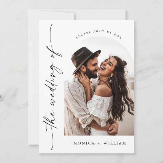 Elegante kalligrafie minimalistische bruiloft 2 FO Kaart (Voorkant)