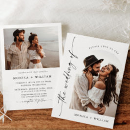 Elegante kalligrafie minimalistische bruiloft 2 FO Kaart