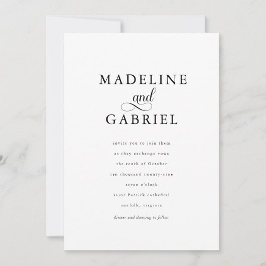 Elegante kalligrafie minimalistische foto bruiloft kaart (Voorkant)