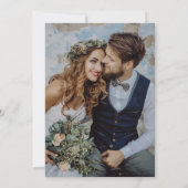 Elegante kalligrafie minimalistische foto bruiloft kaart (Achterkant)