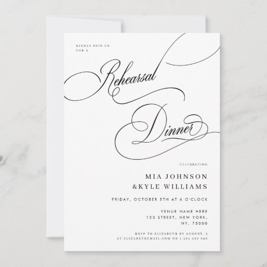 Elegante kalligrafie minimalistische repetitie din kaart (Voorkant)