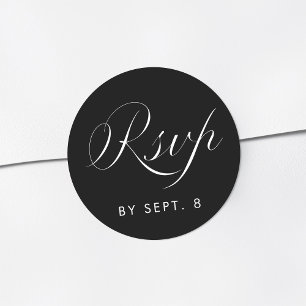 Elegante kalligrafie minimalistische zwarte RSVP Ronde Sticker