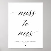 Elegante kalligrafie mis naar Mrs. Vrijgezellenfee Poster (Voorkant)