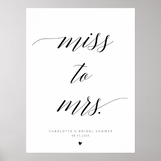 Elegante kalligrafie mis naar Mrs. Vrijgezellenfee Poster (Voorkant)