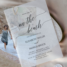 Elegante kalligrafie Modern Boho Beach Wedding Vellum Uitnodigingen