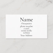 Elegante kalligrafie modern zwart wit visitekaartje (Achterkant)