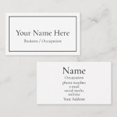 Elegante kalligrafie modern zwart wit visitekaartje (Voorkant / Achterkant)