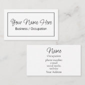 Elegante kalligrafie modern zwart wit visitekaartje (Voorkant / Achterkant)