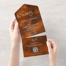 Elegante kalligrafie moderne bruiloft all in one uitnodiging