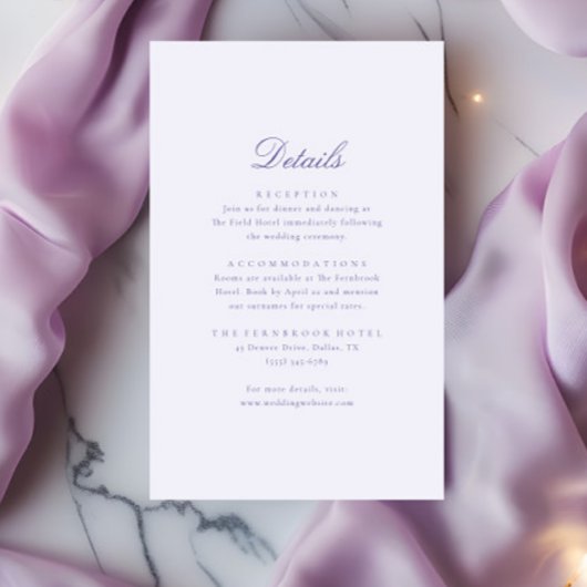 Elegante kalligrafie Moderne bruiloft Details Informatiekaartje