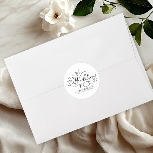 Elegante kalligrafie moderne bruiloft ronde sticker