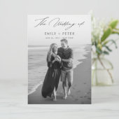 Elegante kalligrafie Moderne foto bruiloft Kaart (Staand voorkant)