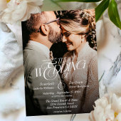 Elegante kalligrafie Moderne foto bruiloft Kaart