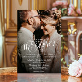 Elegante kalligrafie Moderne foto bruiloft Kaart