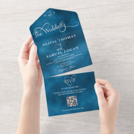 Elegante kalligrafie moderne trouw  all in one uitnodiging