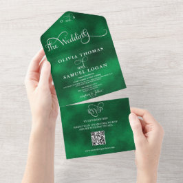 Elegante kalligrafie moderne trouwdag all in one uitnodiging