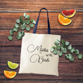 Elegante kalligrafie moeder van de bruid bruid tote bag