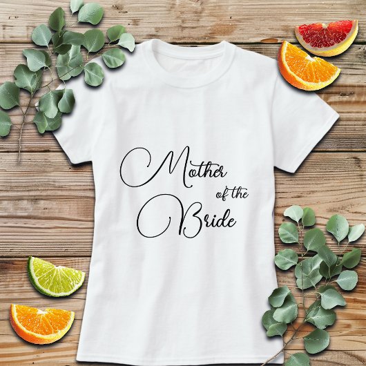 Elegante kalligrafie moeder van de bruid bruiloft t-shirt