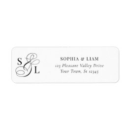 Elegante kalligrafie Monogram Bruiloft Retouradres Etiket