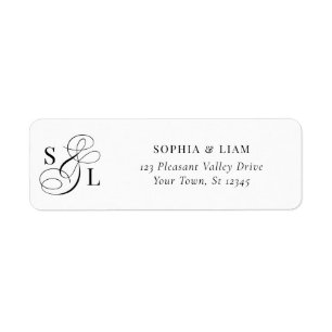Elegante kalligrafie Monogram Bruiloft Retouradres Etiket