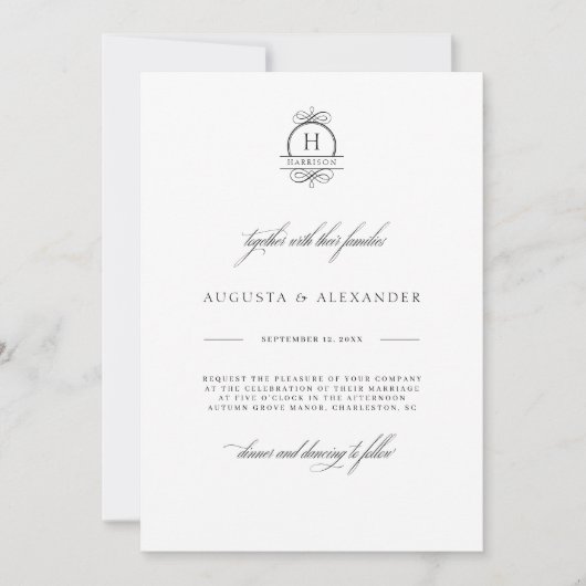 Elegante kalligrafie Monogram Classy Moderne Bruil Kaart (Voorkant)