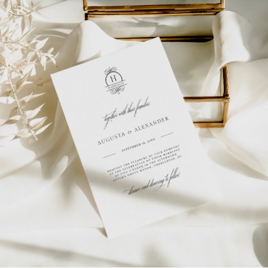 Elegante kalligrafie Monogram Classy Moderne Bruil Kaart