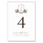 Elegante kalligrafie Monogram Crest Neutraal Bruin Kaart (Voorkant)