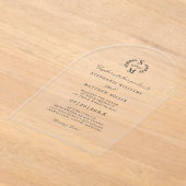 Elegante kalligrafie Monogram Crest Wedding Acryl Uitnodigingen (Laagn)