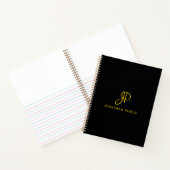Elegante Kalligrafie Monogram Goud & Zwart Spiraal Notitieboek (Binnen)