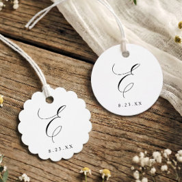 Elegante kalligrafie monogram initiaal E bruiloft Bedankjes Labels