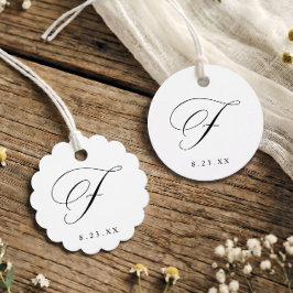 Elegante kalligrafie monogram initiaal F bruiloft Bedankjes Labels