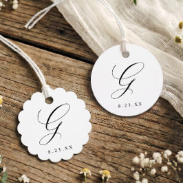 Elegante kalligrafie monogram initiaal G bruiloft Bedankjes Labels