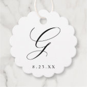 Elegante kalligrafie monogram initiaal G bruiloft Bedankjes Labels (Voorkant)
