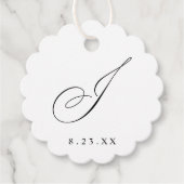 Elegante kalligrafie monogram initiaal J bruiloft Bedankjes Labels (Voorkant)