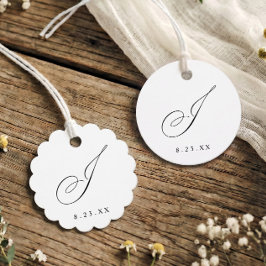 Elegante kalligrafie monogram initiaal J bruiloft Bedankjes Labels