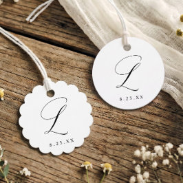 Elegante kalligrafie monogram initiaal L bruiloft Bedankjes Labels